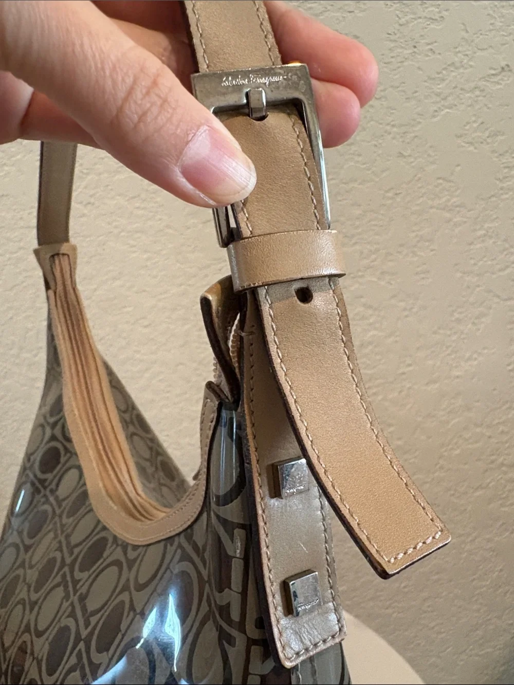 Salvatore Ferragamo translucent Gancini monogram vinyl/PVC hobo shoulder bag